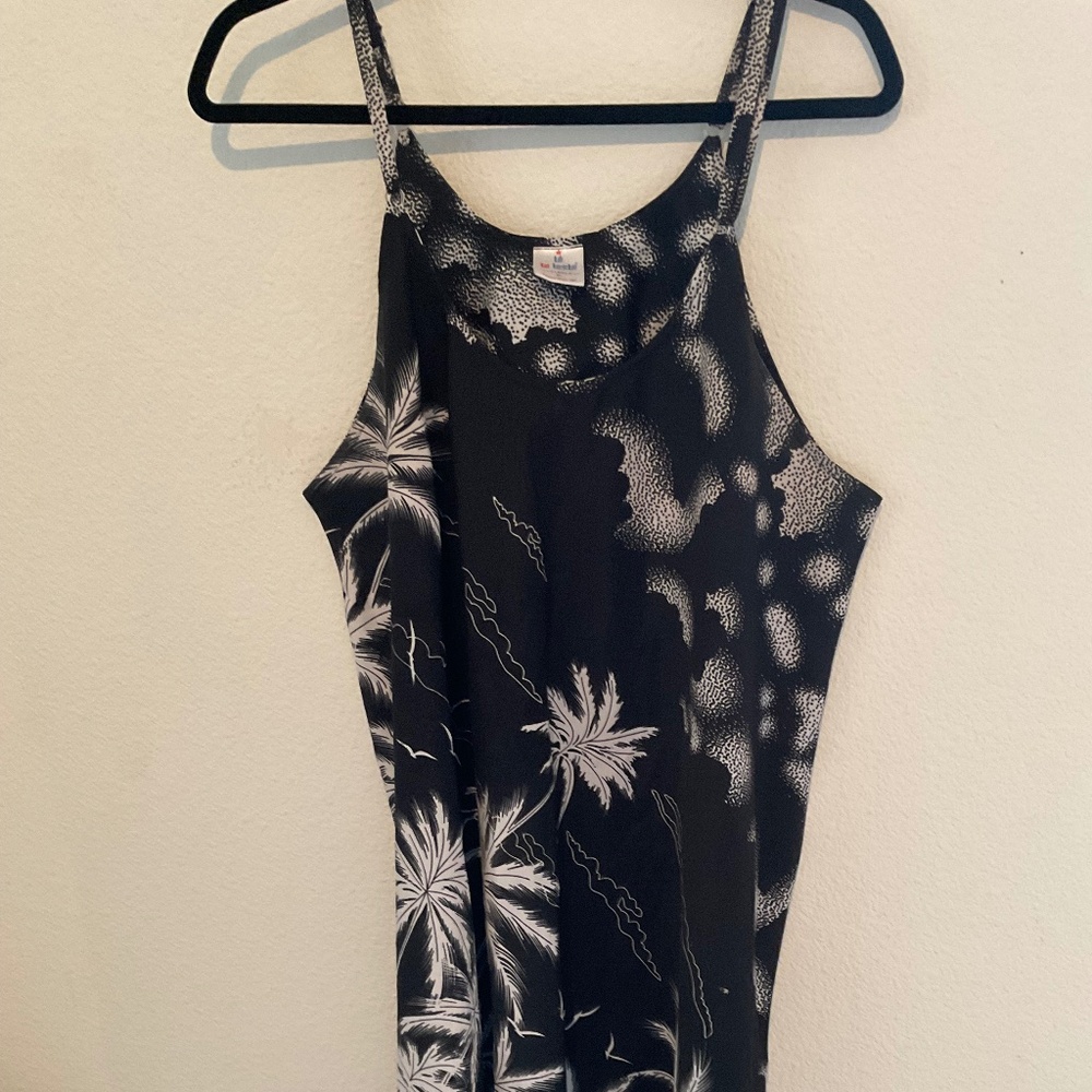 LaLeeLa Hawaiian Style Summer Dress Size XL Moo Moo Black and White
